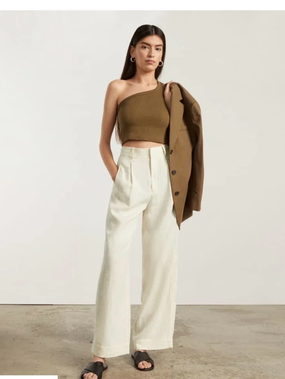 Everlane Wide-Leg High-Waist Linen Cream Pants
